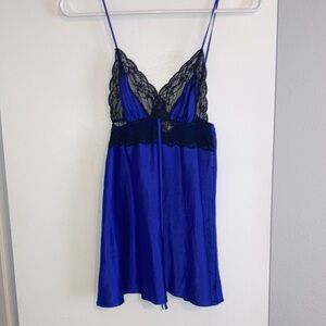 Blue Lace Trim Slip babydoll lingerie